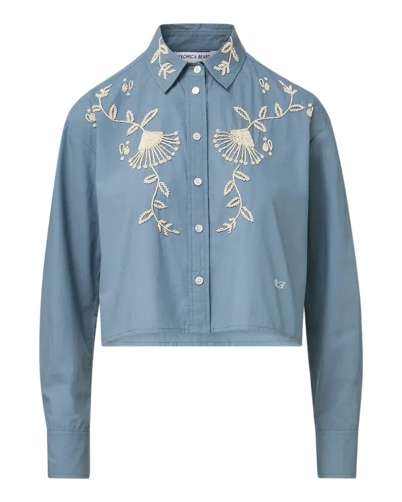 Veronica Beard Aderes Cropped-Hemd mit Perlen - Blau Blau