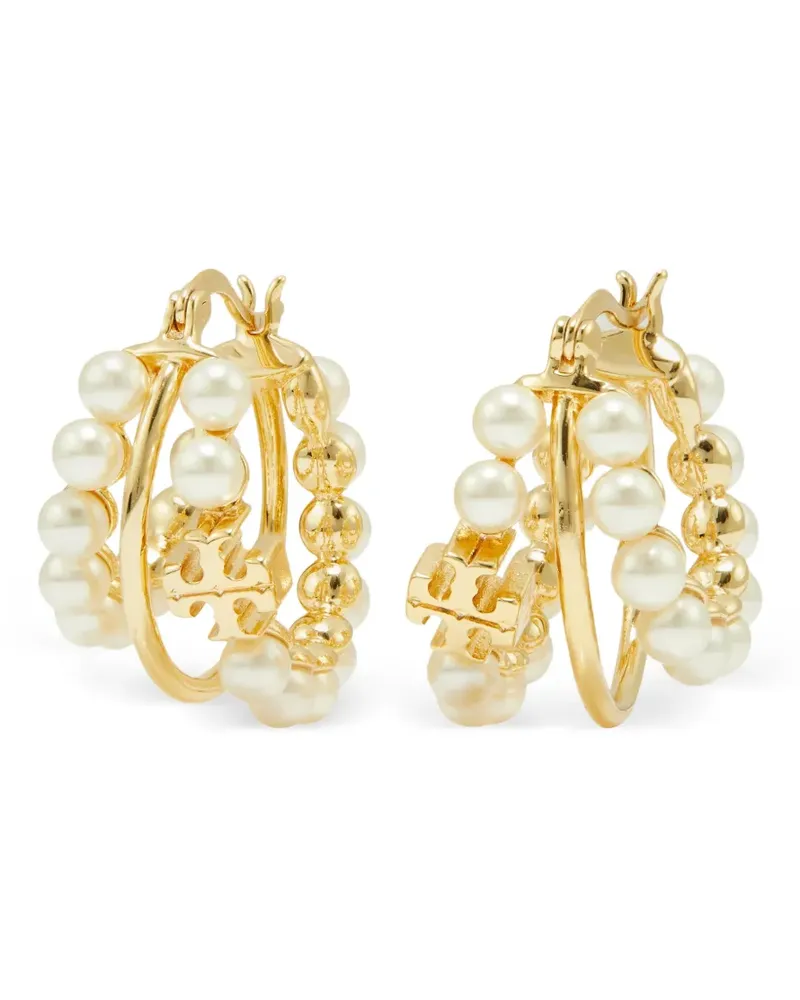 Tory Burch Moondance multi hoop pearl earring - Gold Gold