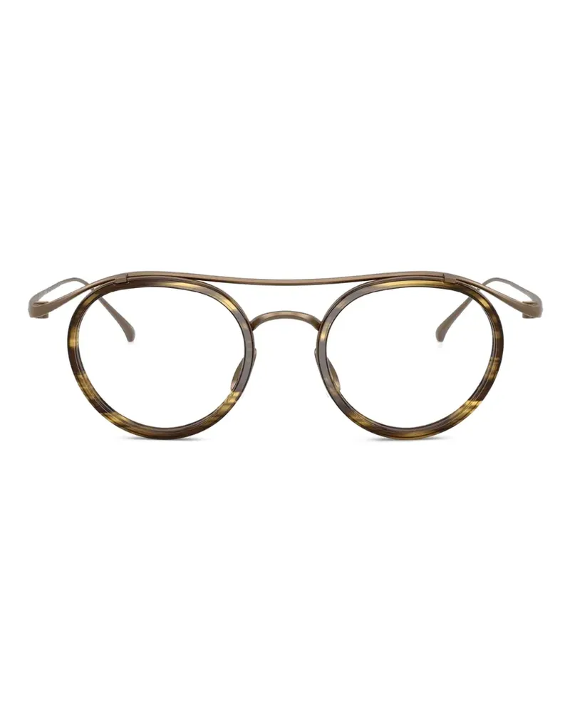 Giorgio Armani double-bridge round glasses - Gold Gold