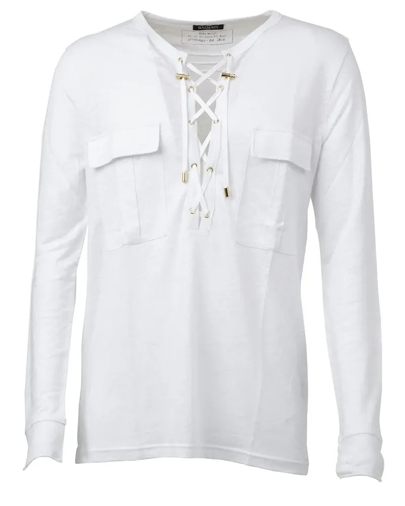 Balmain Oberteil mit V-Ausschnitt - Weiß Weiß