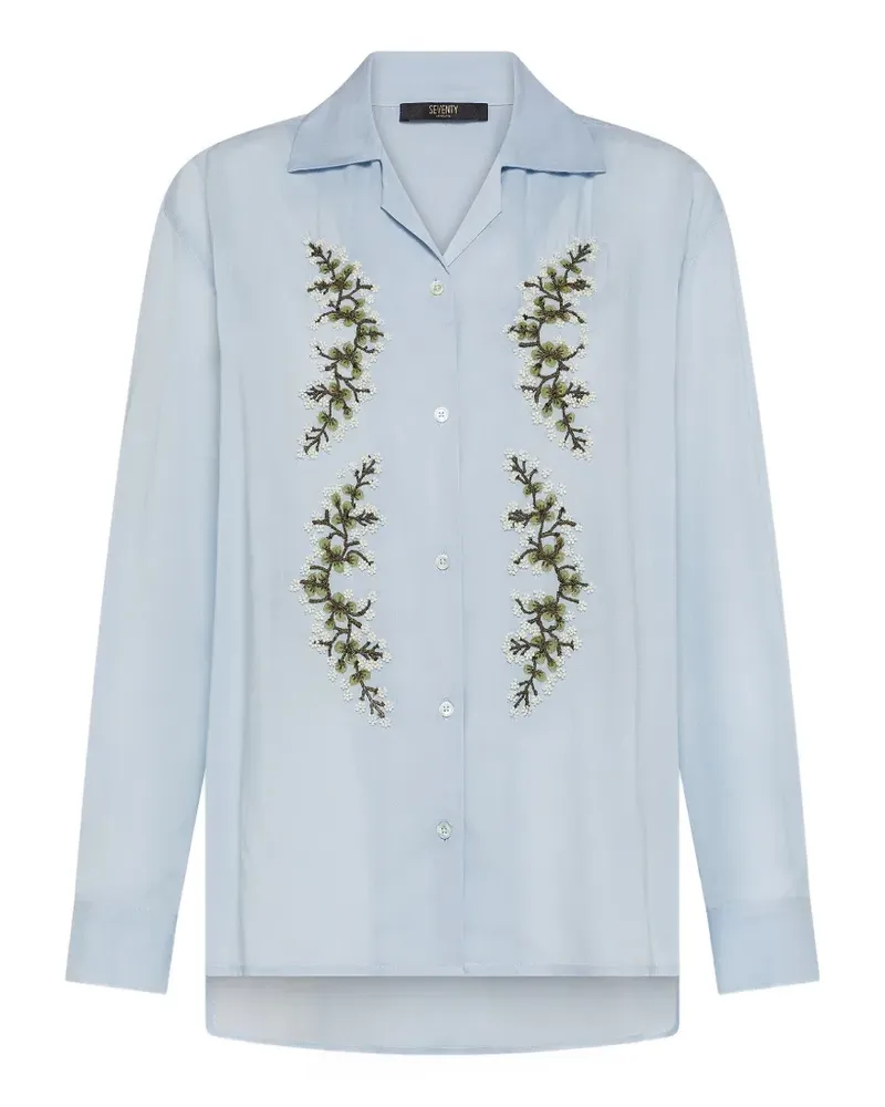 Seventy Hemd mit Blumenstickerei - Blau Blau