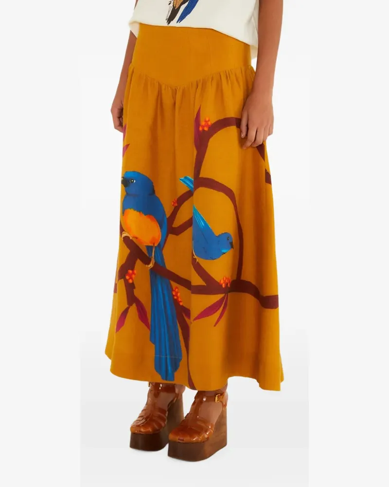 FARM Rio Rock mit Vogel-Print - Orange Orange