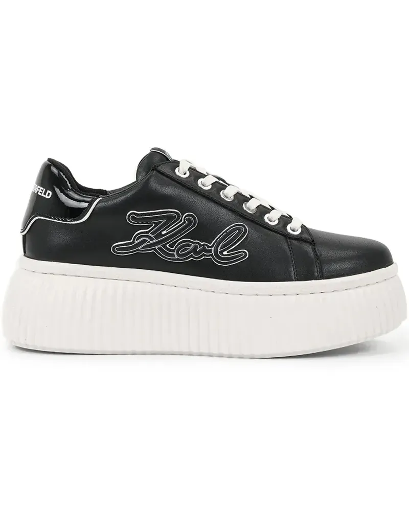 Karl Lagerfeld Plateau-Sneakers mit Logo-Stickerei - Schwarz Schwarz