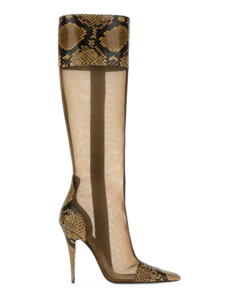 Saint Laurent python-effect knee-high boots - Braun Braun