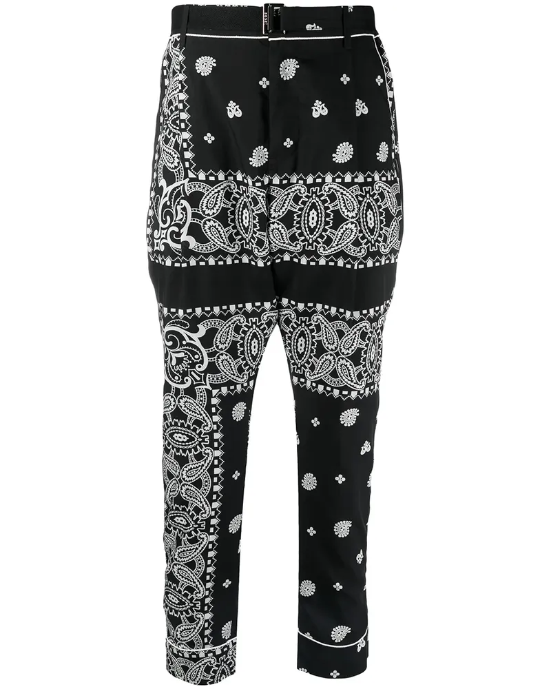 Sacai Hose mit Paisley-Print - Schwarz Schwarz