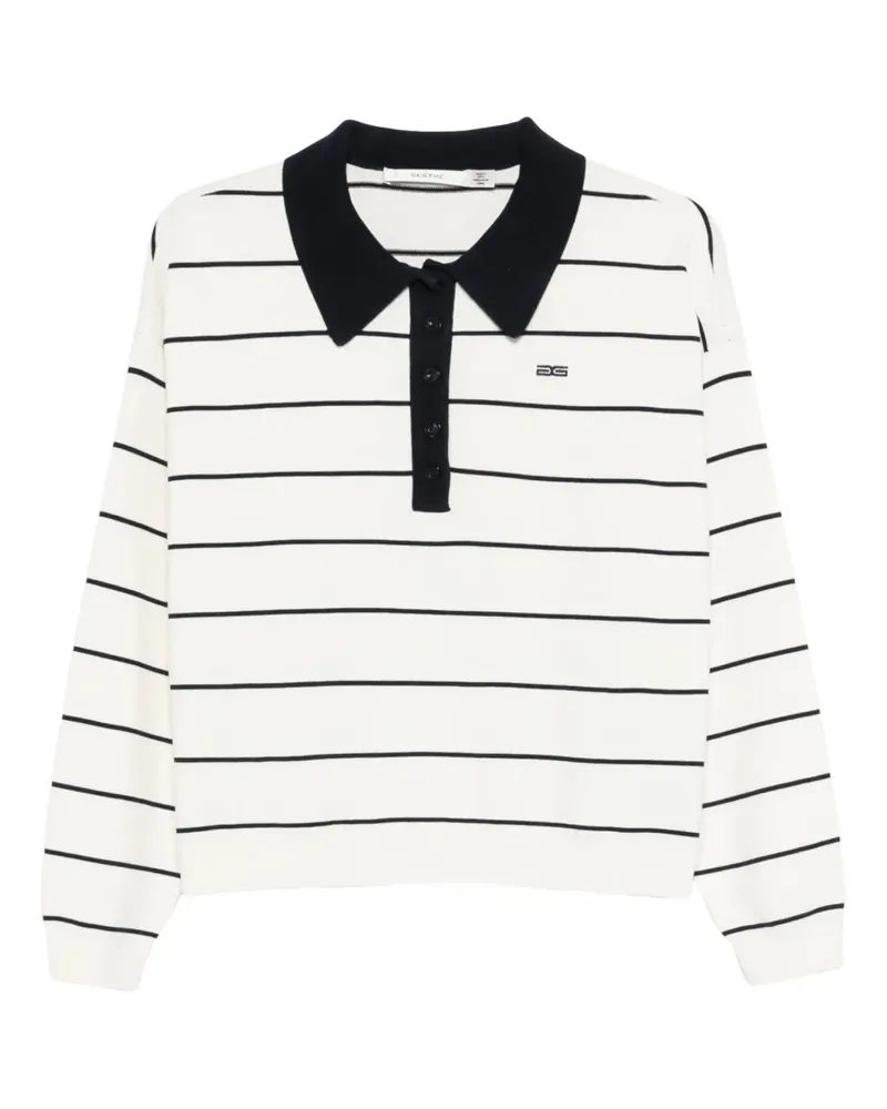 Gestuz GZtaige striped polo top - Weiß Weiß