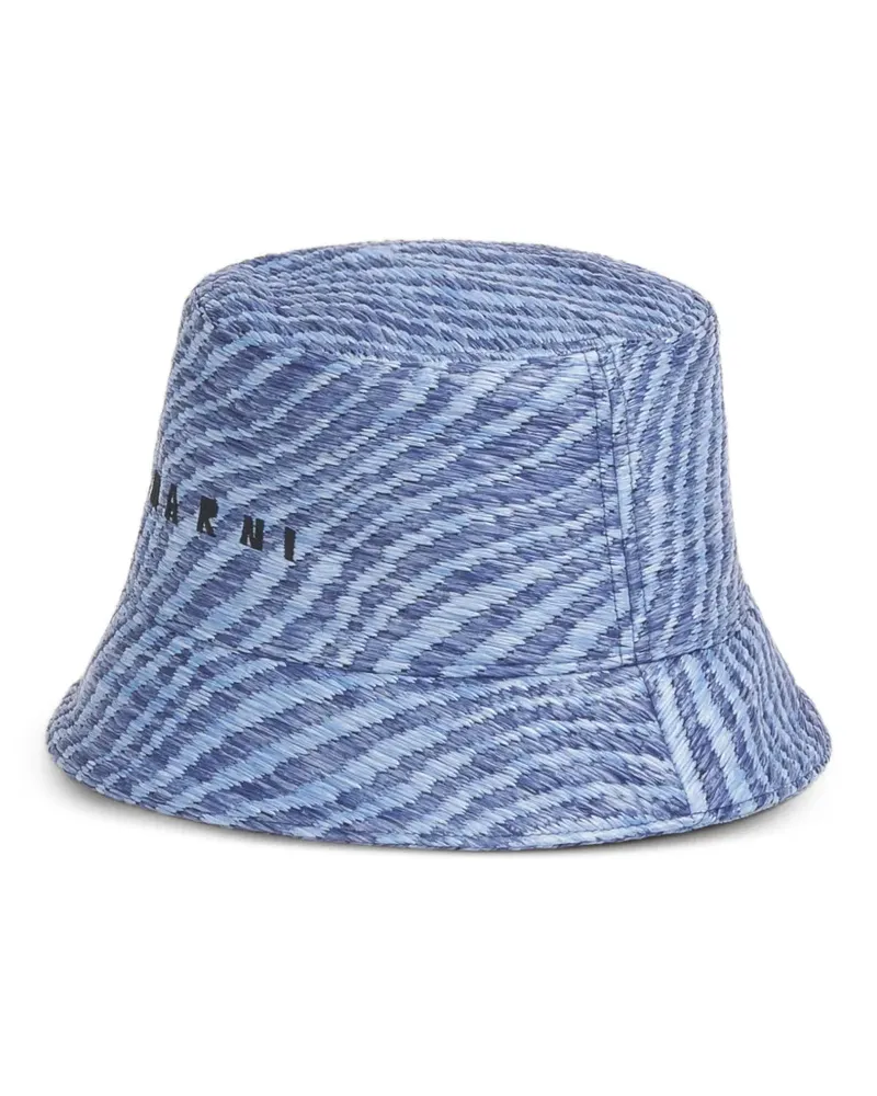 Marni Fischerhut mit Raffiabast-Effekt - Blau Blau