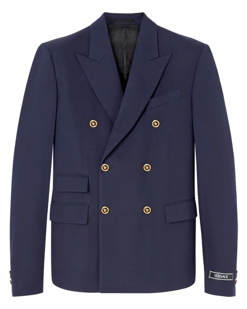 Versace Doppelreihiges Sakko mit Logo-Schild - Blau Blau