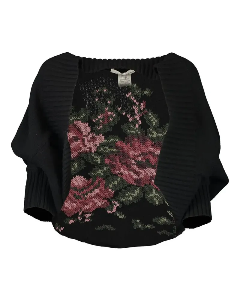 Lamberto Losani Cardigan aus floralem Jacquard - Schwarz Schwarz