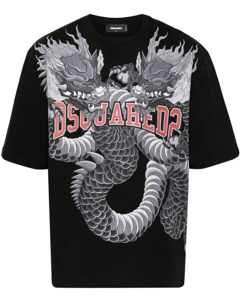 Dsquared2 T-Shirt mit Logo-Print - Schwarz Schwarz