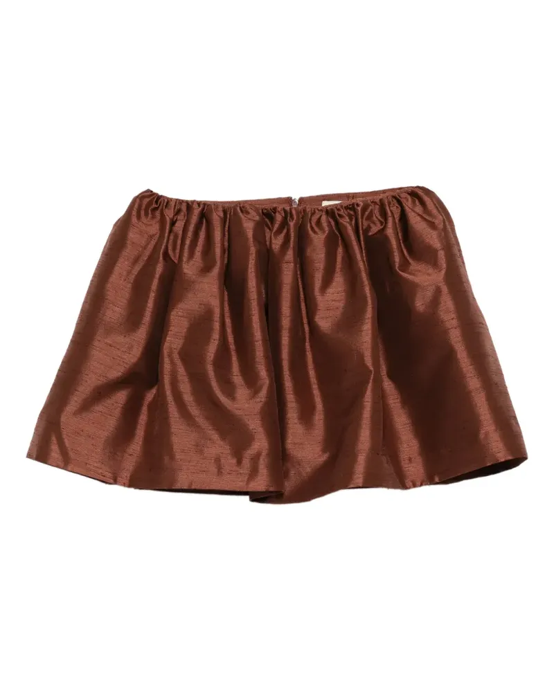 SHUSHU/TONG pleated slub-texture skirt - Braun Braun
