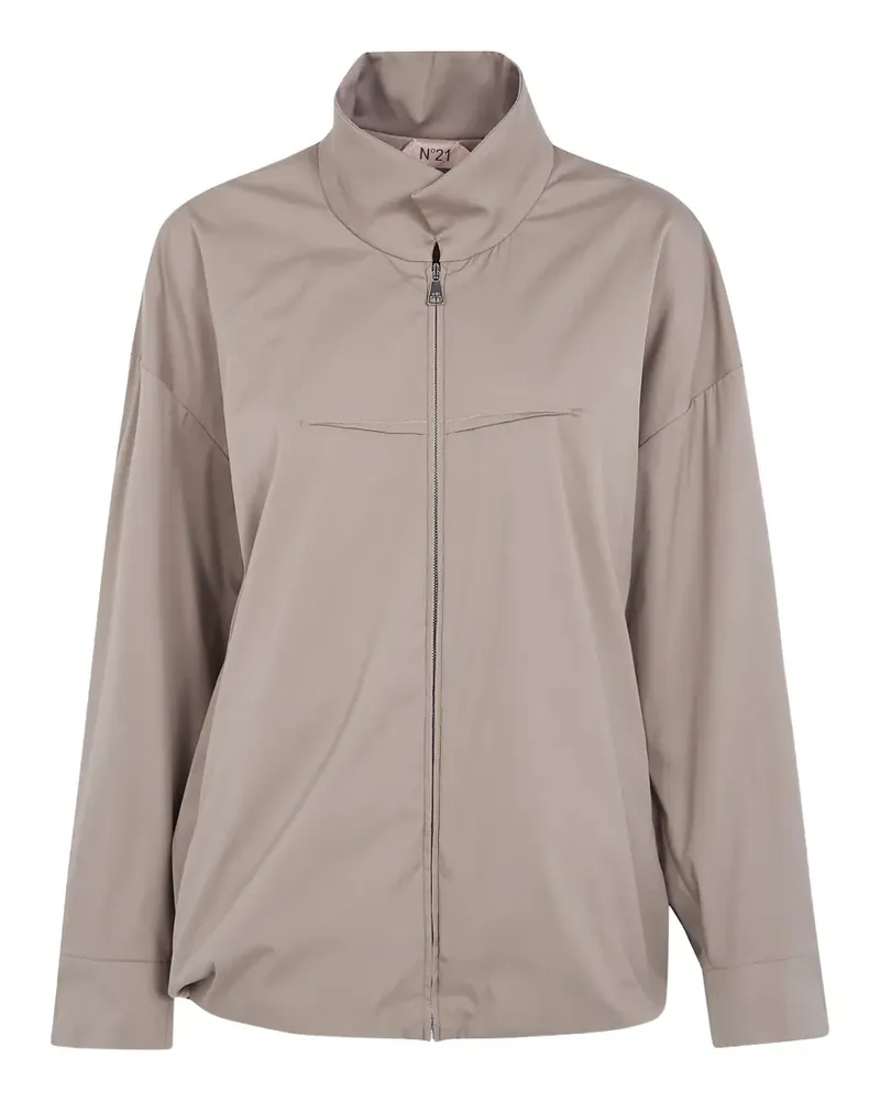 N° 21 high-neck zip-up bomber jacket - Nude Nude