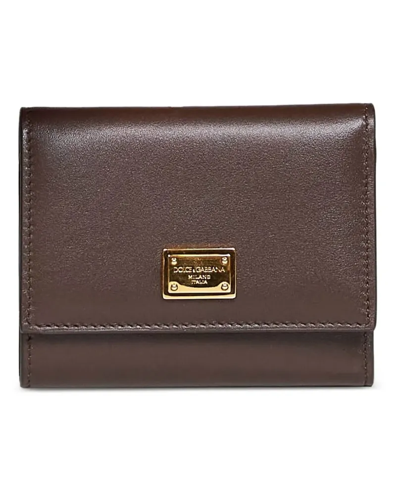 Dolce & Gabbana Lederportemonnaie mit Logoplakette - Braun Braun