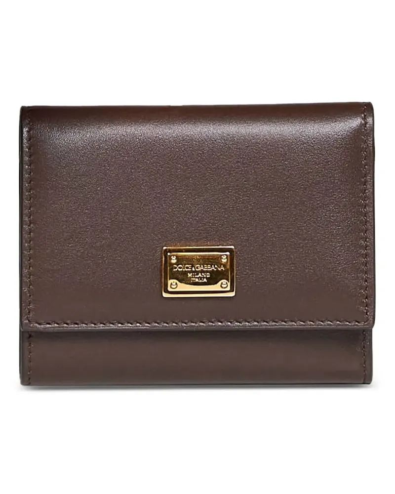 Dolce & Gabbana Lederportemonnaie mit Logoplakette - Braun Braun