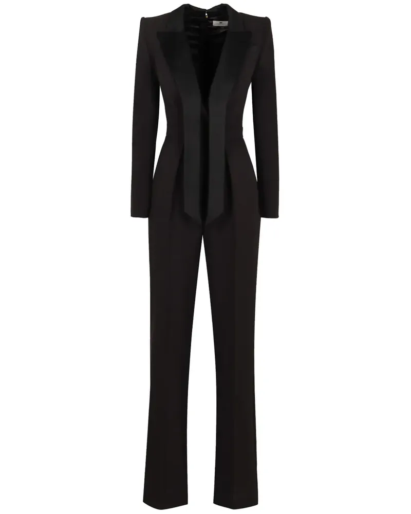 Elisabetta Franchi Krepp-Jumpsuit mit Satinrevers - Schwarz Schwarz