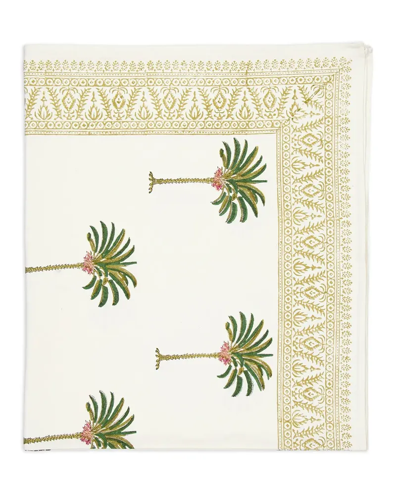 Les-Ottomans Tischdecke mit Palmenprint - Weiß Weiß