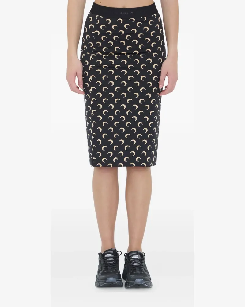 Marine Serre moon-print midi skirt - Schwarz Schwarz