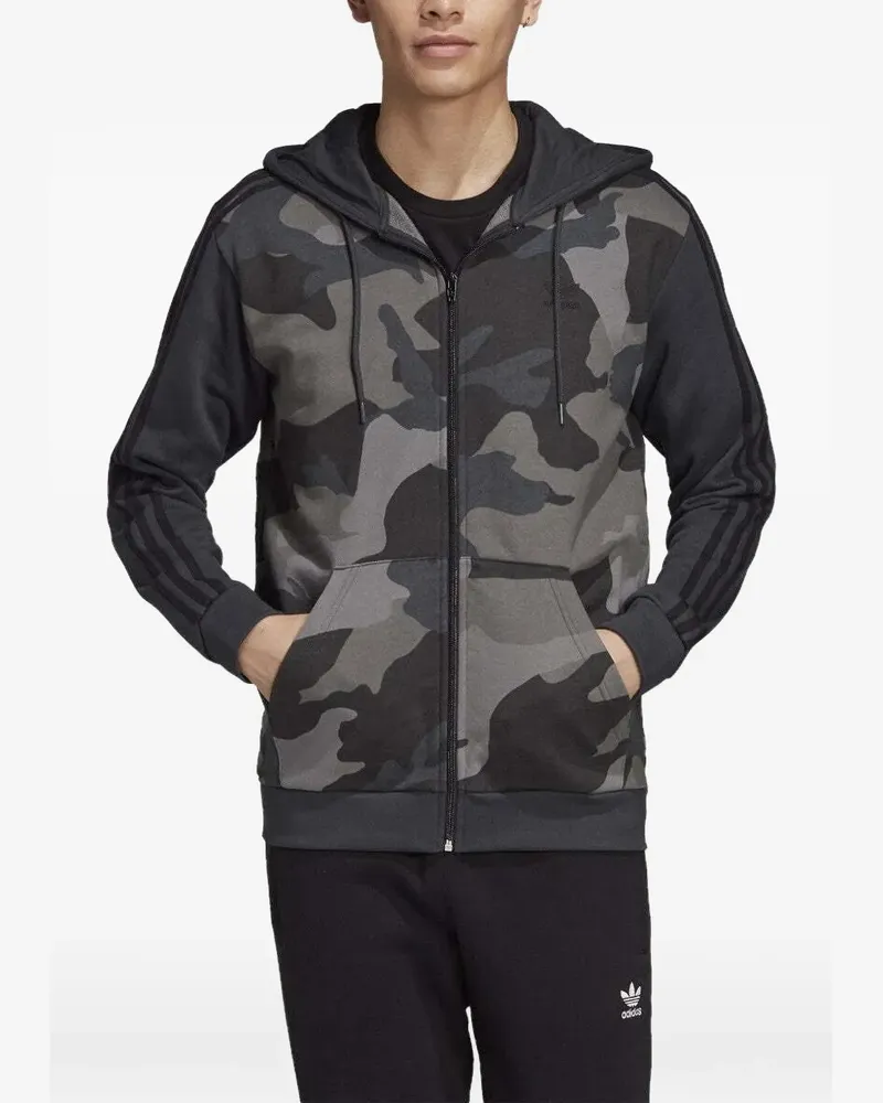 adidas Kapuzenjacke mit Camouflage-Print - Grau Grau