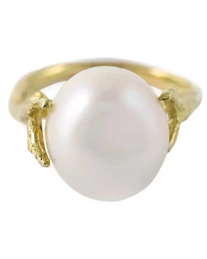 Wouters & Hendrix 18kt 'Pearl' Gelbgoldring - Weiß Weiß