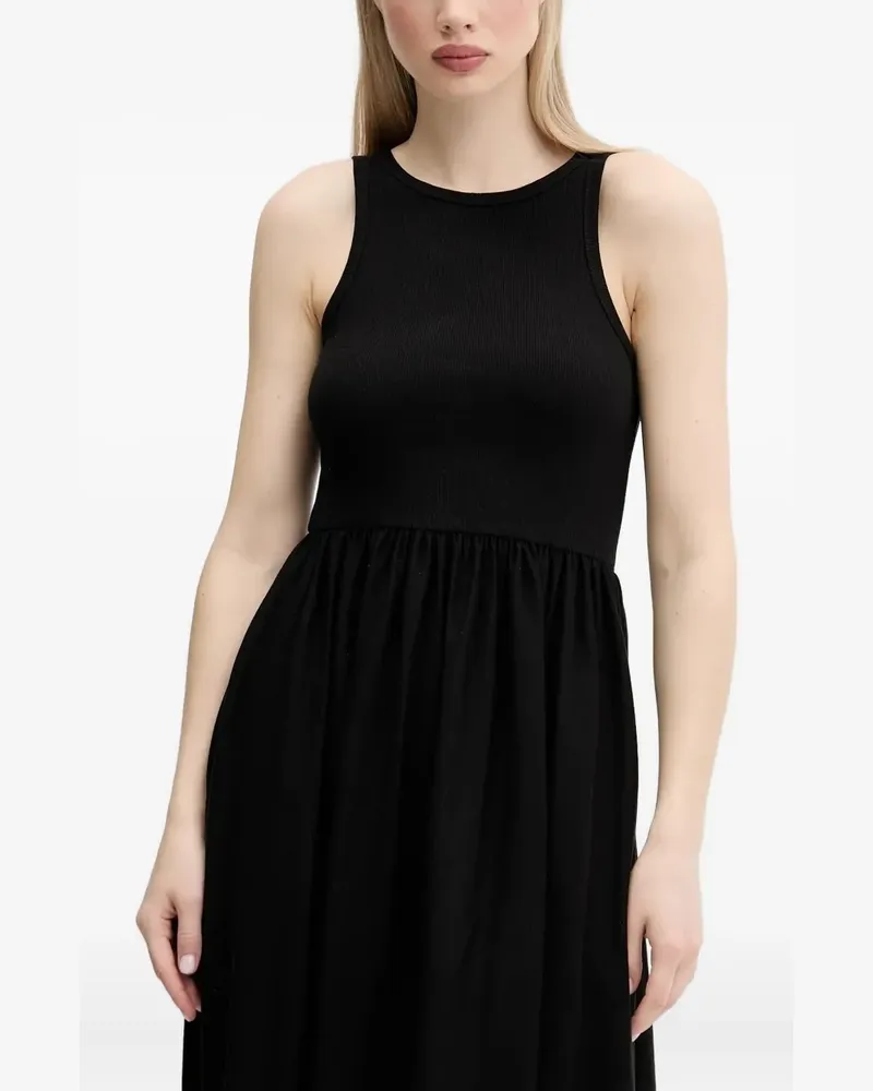 Desigual Geripptes Midikleid mit Ösen - Schwarz Schwarz