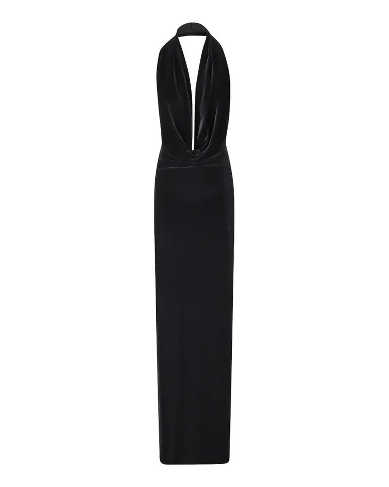 Amazuìn Venus Velvet halterneck maxi dress - Schwarz Schwarz