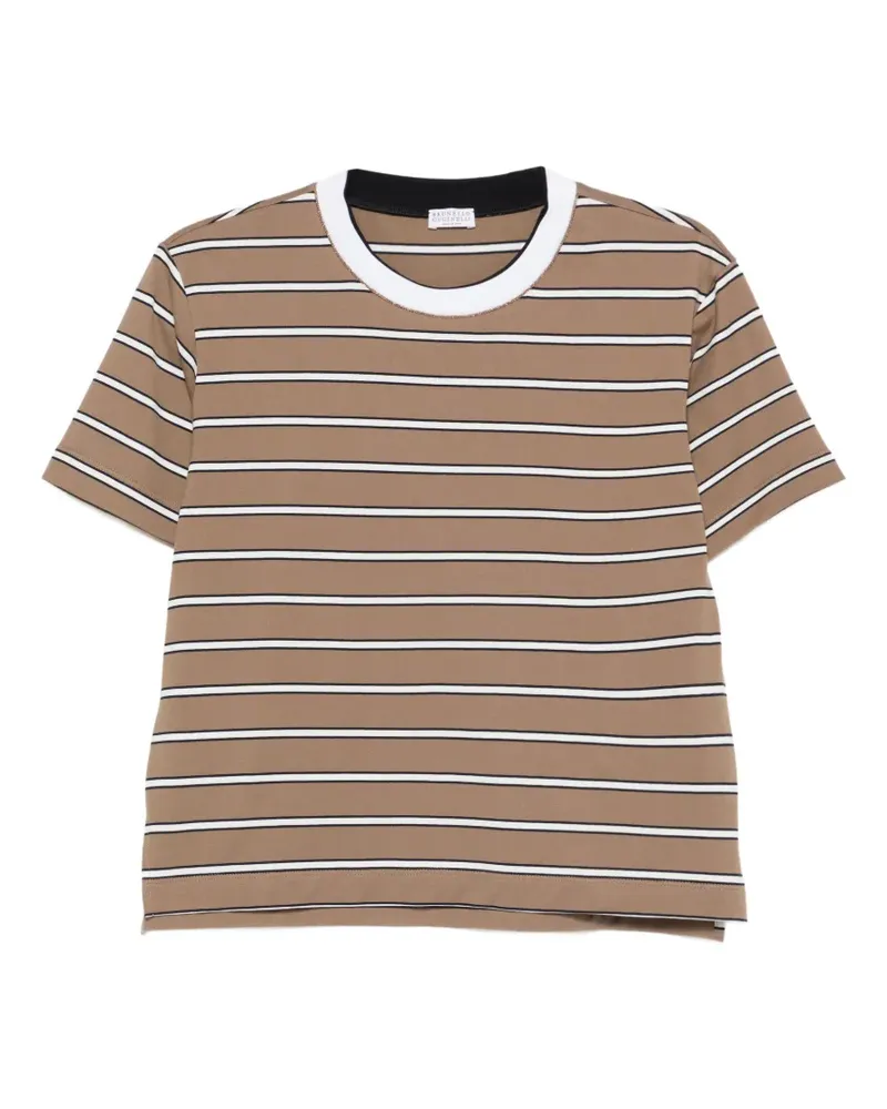 Brunello Cucinelli Gestreiftes T-Shirt - Braun Braun
