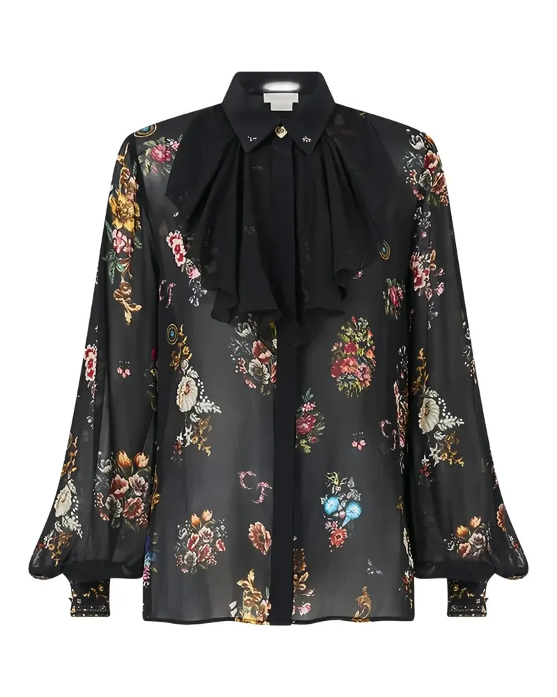 Camilla floral-print ruffled blouse - Schwarz Schwarz