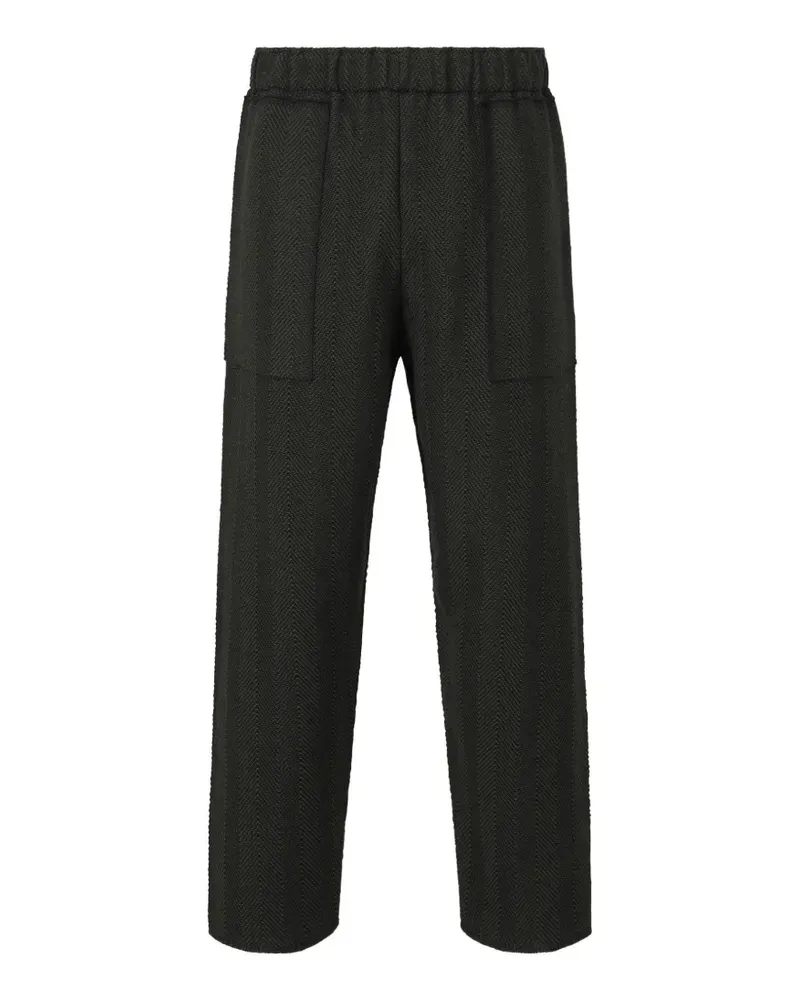 Issey Miyake herringbone pocketed straight-leg trousers - Schwarz Schwarz