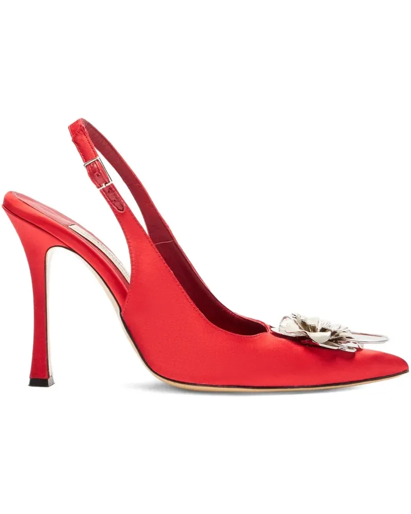 Blumarine flower-embellished slingback pumps - Rot Rot