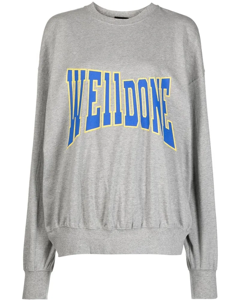 WE 11 DONE Sweatshirt mit Logo-Print Grau