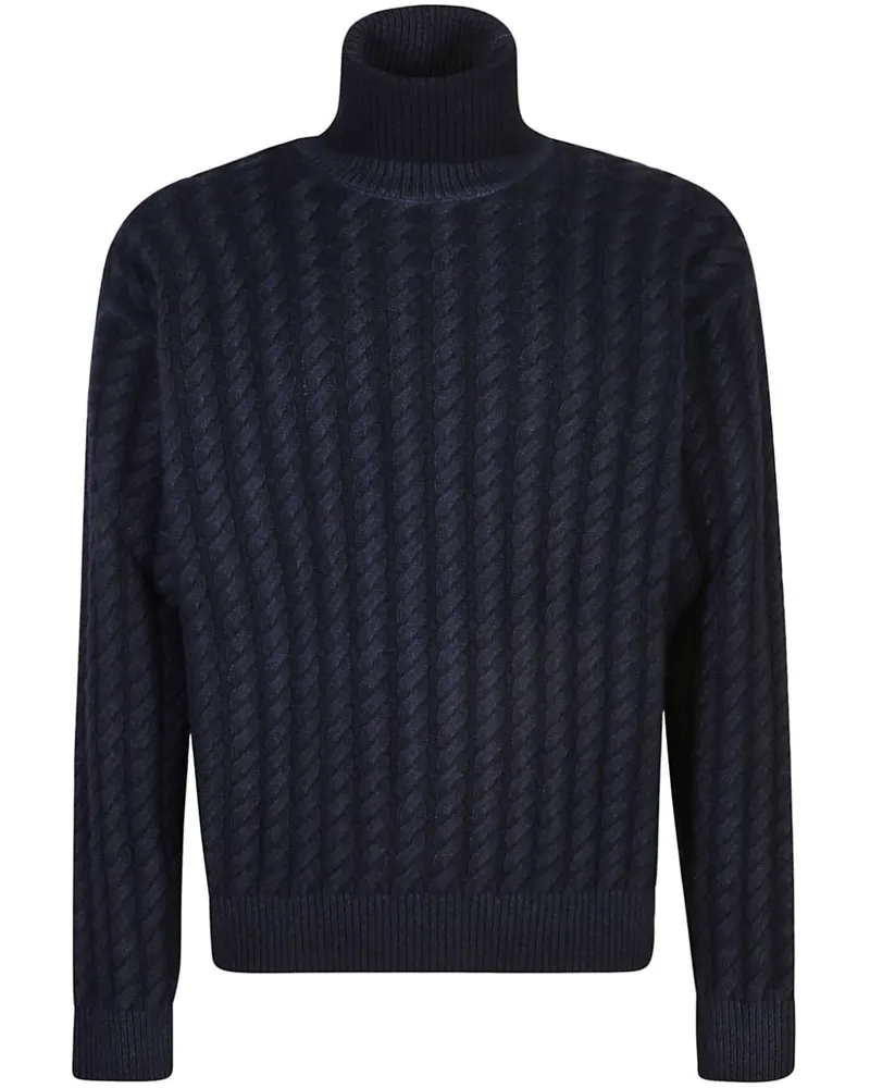 BARENA Pullover mit Zopfmuster - Blau Blau