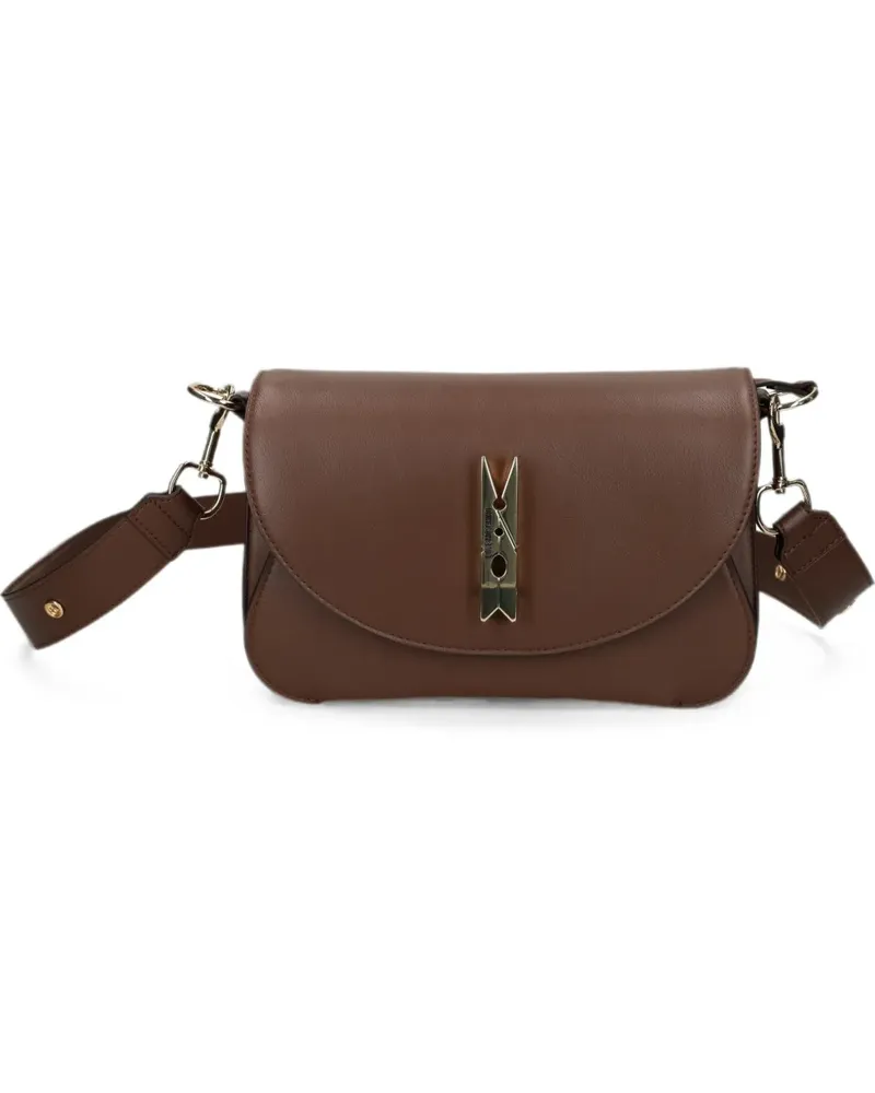 Moschino clothespin-plaque shoulder bag - Braun Braun