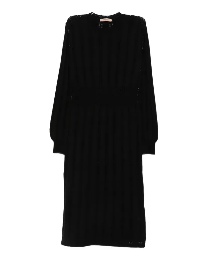 Twin-Set pointelle-knit long-sleeve dress - Schwarz Schwarz