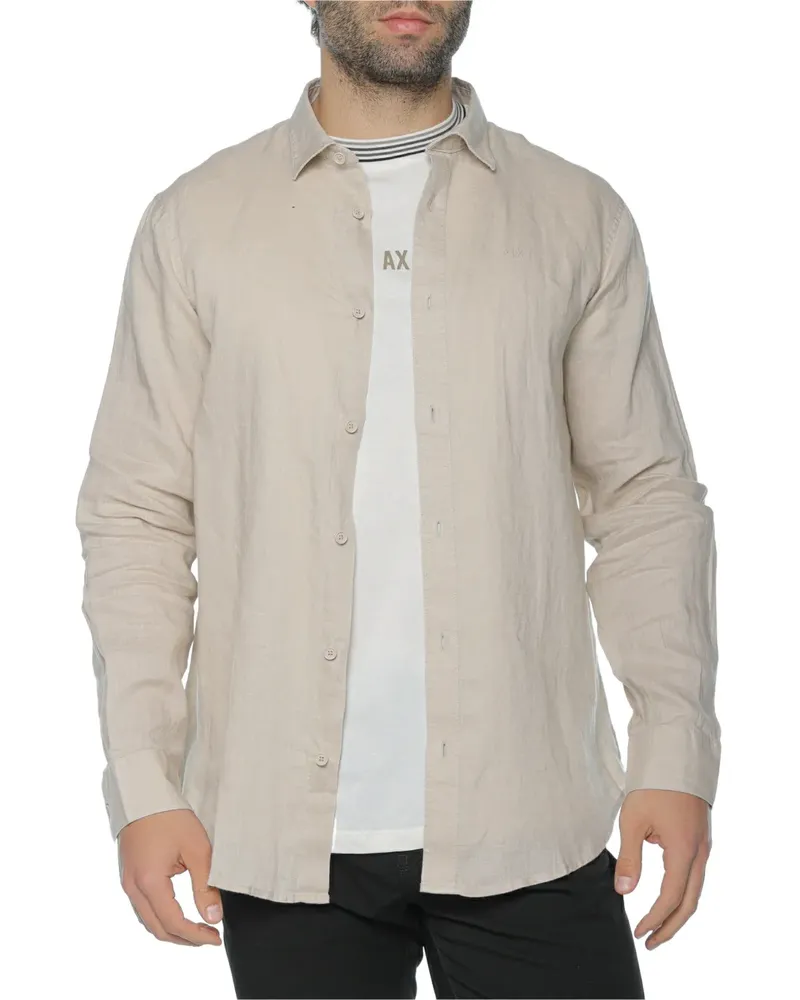 Armani Exchange logo-embroidered shirt - Nude Nude