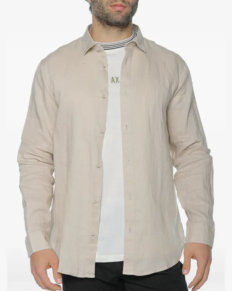 Armani Exchange logo-embroidered shirt - Nude Nude