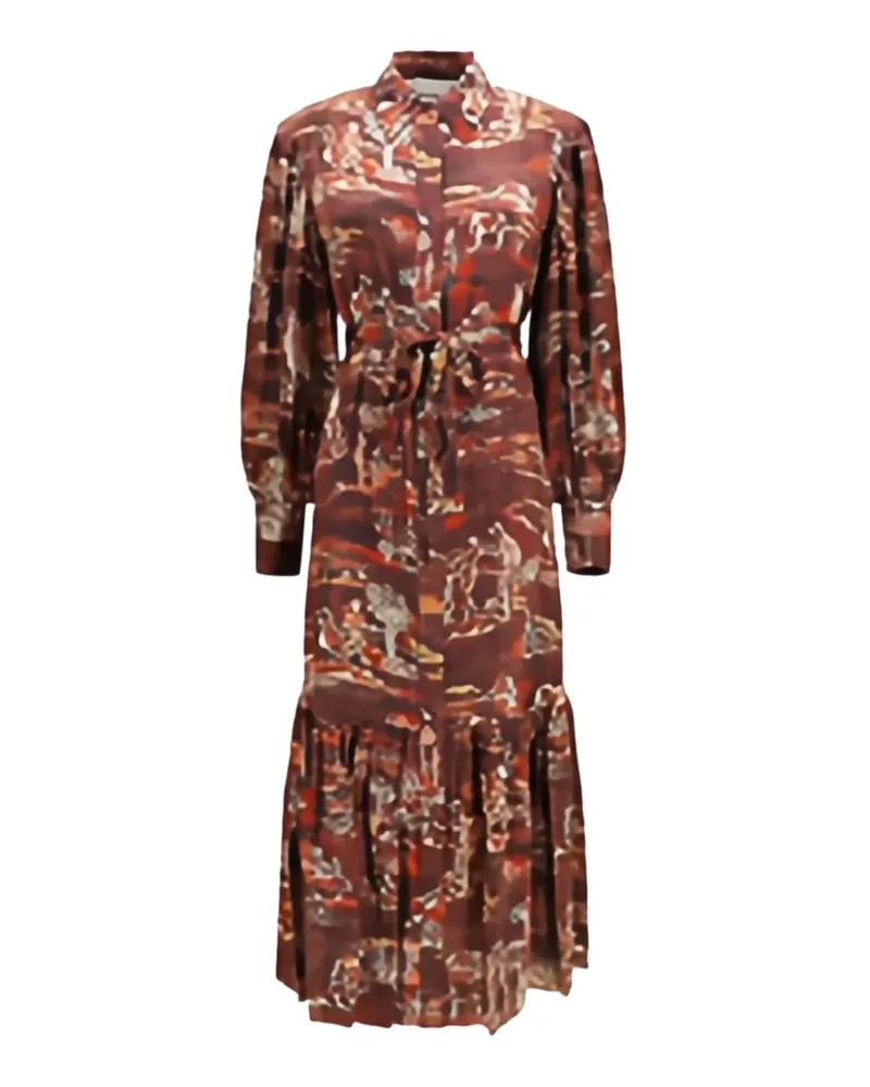 ALEMAIS Ezra silk maxi shirt dress - Braun Braun