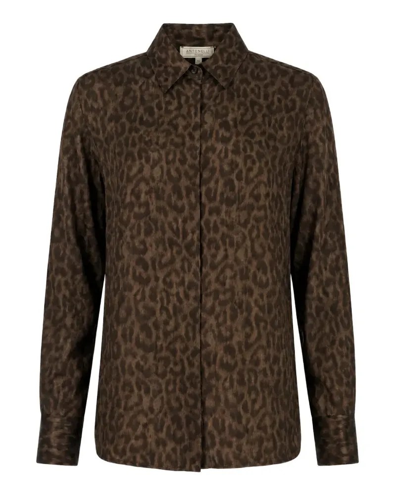 Antonelli Firenze leopard-print pleated-back shirt - Braun Braun