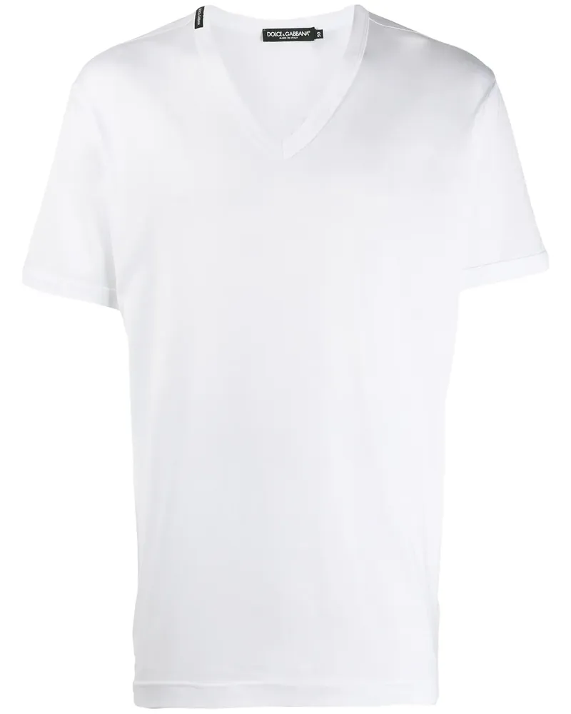 Dolce & Gabbana T-Shirt mit V-Ausschnitt - Weiß Weiß