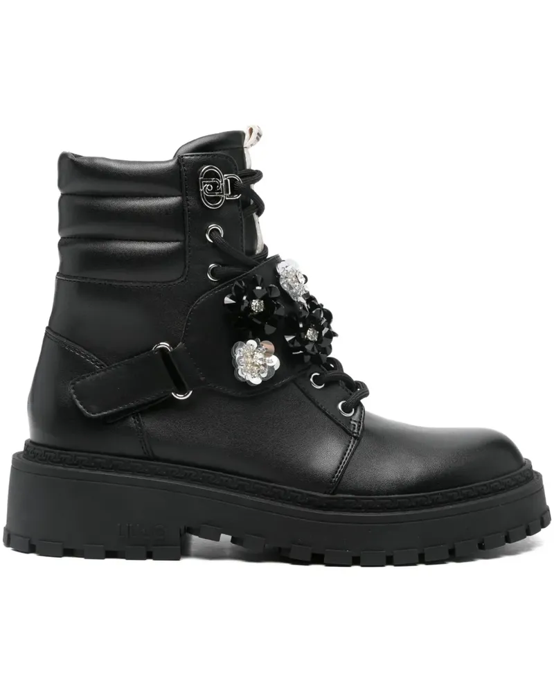 Liu Jo Rumi Stiefel mit Blumenapplikation - Schwarz Schwarz