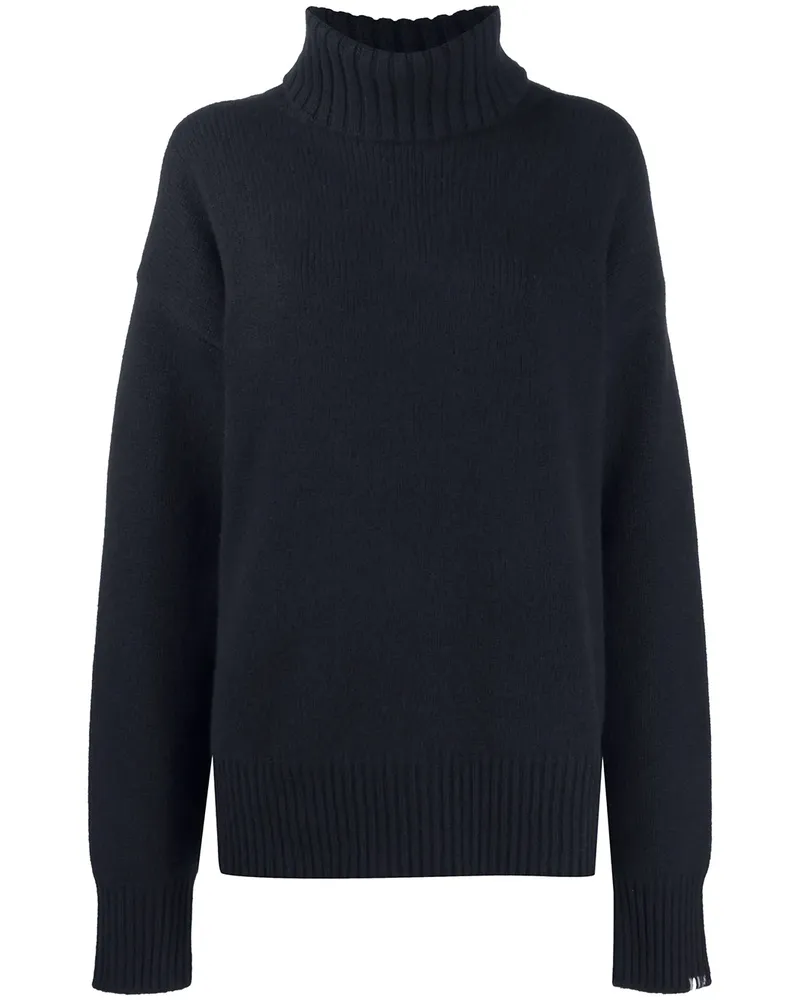 extreme cashmere Rollkragenpullover mit gerippten Borten - Blau Blau