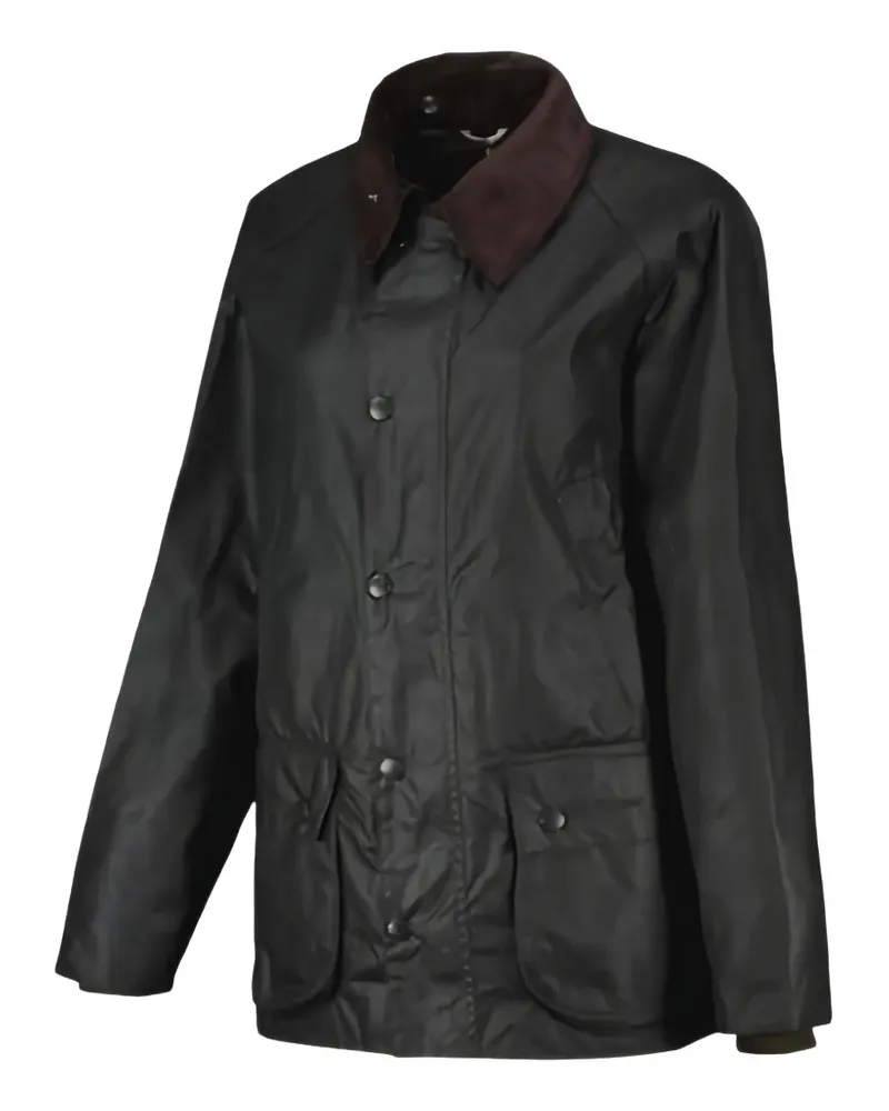 Barbour corduroy-collar waxed jacket - Schwarz Schwarz