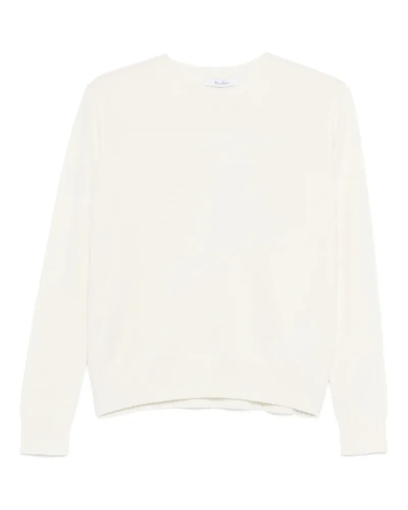 Max Mara Langärmeliger Pullover mit rundem Ausschnitt - Weiß Weiß