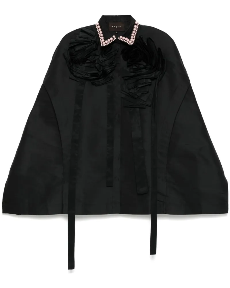 Biyan Cape mit 3D-Blume - Schwarz Schwarz