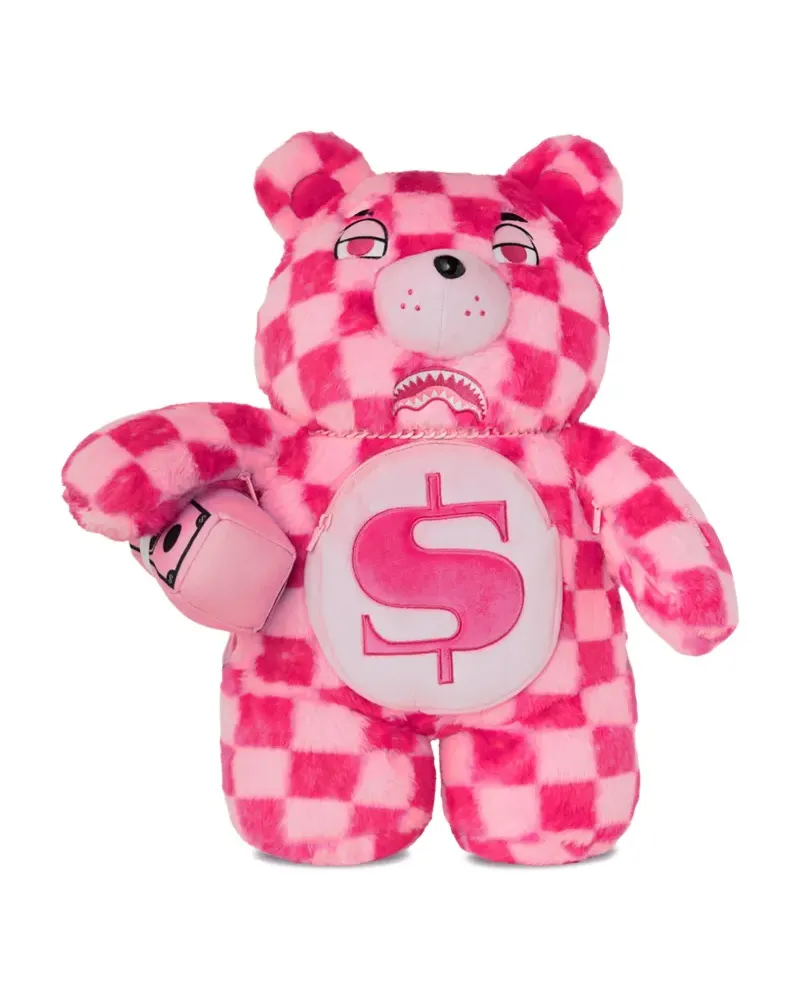 Sprayground Karierter Rucksack mit Teddy - Rosa Rosa