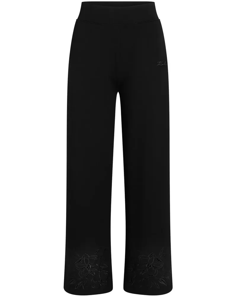 Karl Lagerfeld Jogginghose mit Blumenstickerei - Schwarz Schwarz