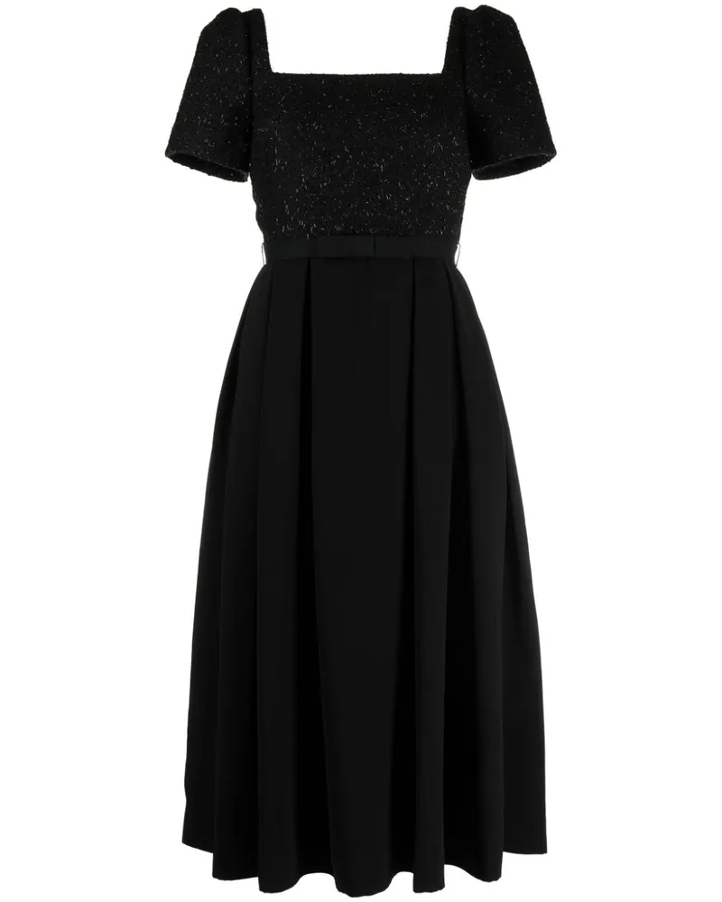 Self-Portrait Midikleid mit Bouclé-Einsatz - Schwarz Schwarz