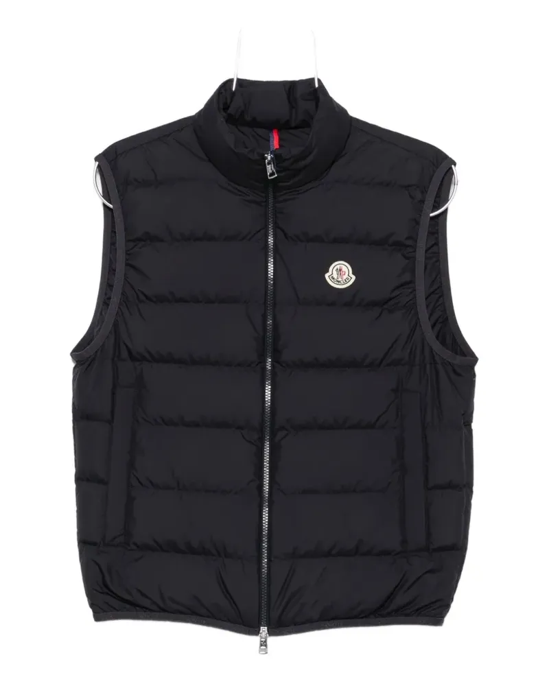 Moncler Gesteppte Weste mit Logo-Patch - Schwarz Schwarz