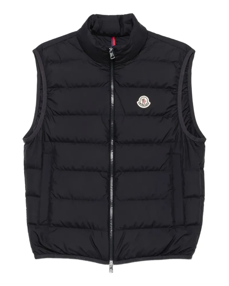 Moncler Gesteppte Weste mit Logo-Patch - Schwarz Schwarz