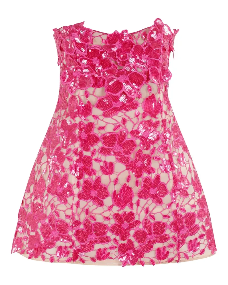 Retrofête Minikleid mit Blumenstickerei - CERISE CERIS Cerise