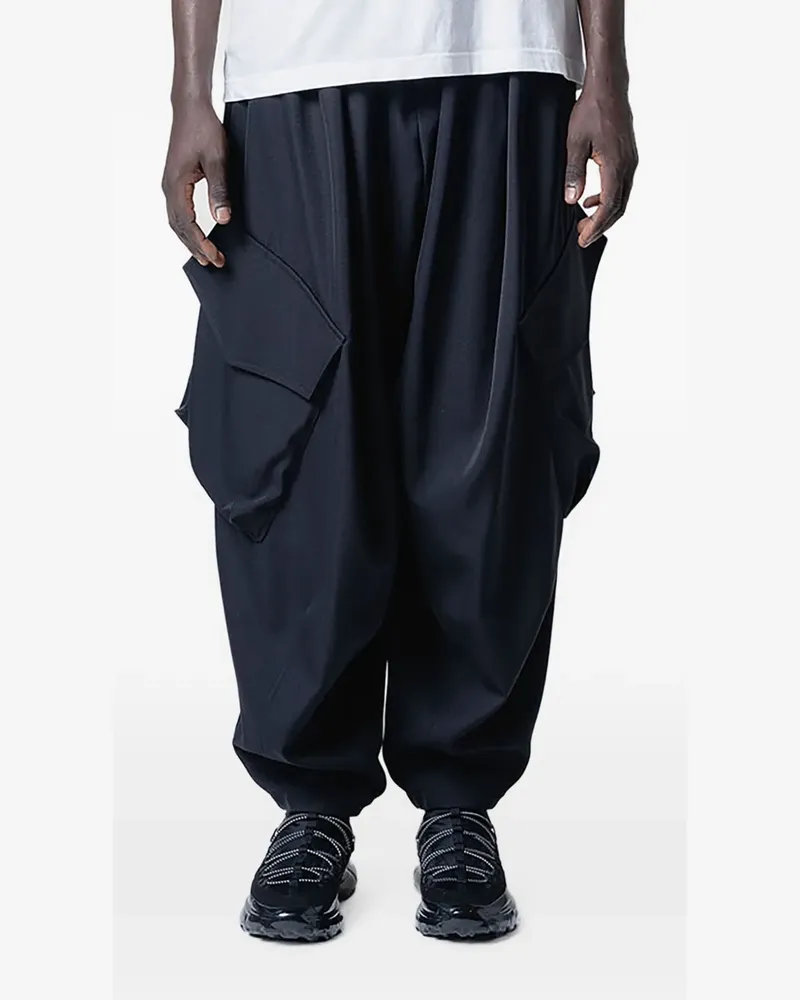 Yoshio Kubo pleated cargo pants - Schwarz Schwarz
